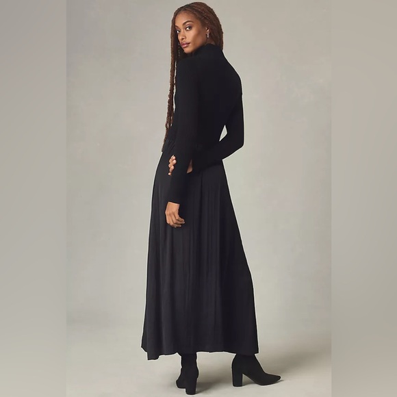Anthropologie Black Thea Long-Sleeve Twofer Maxi Dress - Picture 10 of 12